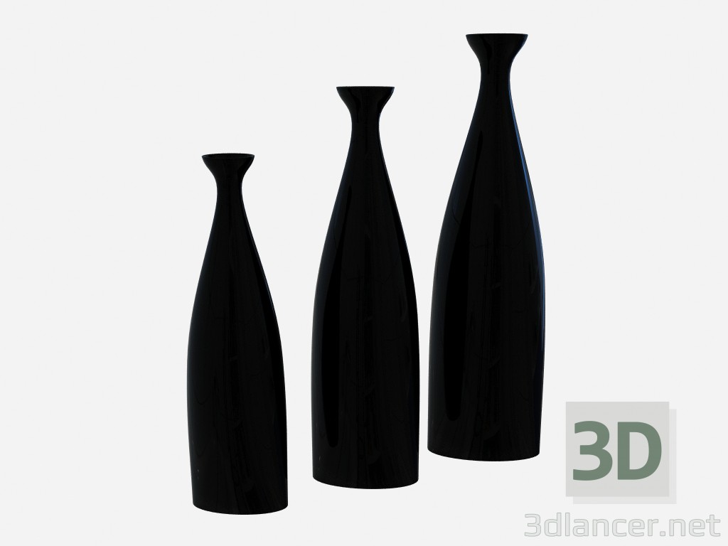modello 3D Un nero ceramica vaso 3-х - anteprima