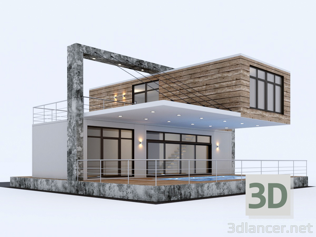 3D Konteynerlerden konut ev modeli satın - render