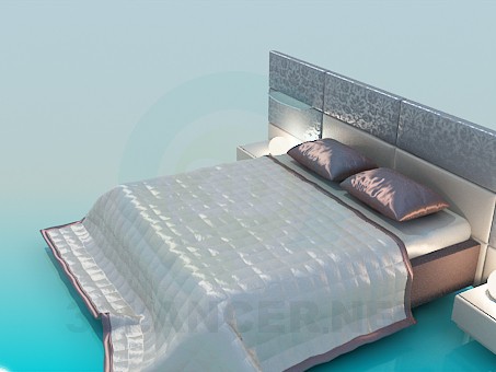 3d model Double bed with side tables - preview 3d model Double bed with side tables - preview