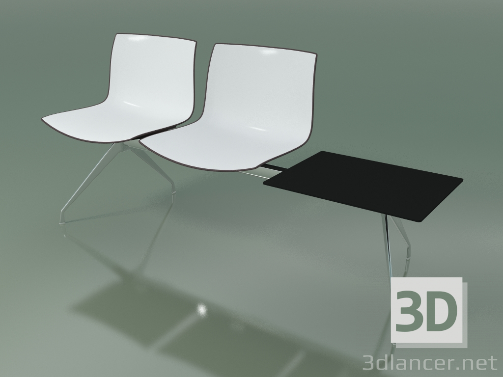 Modelo 3d Banco 2036 (duplo, com mesa, polipropileno bicolor) - preview
