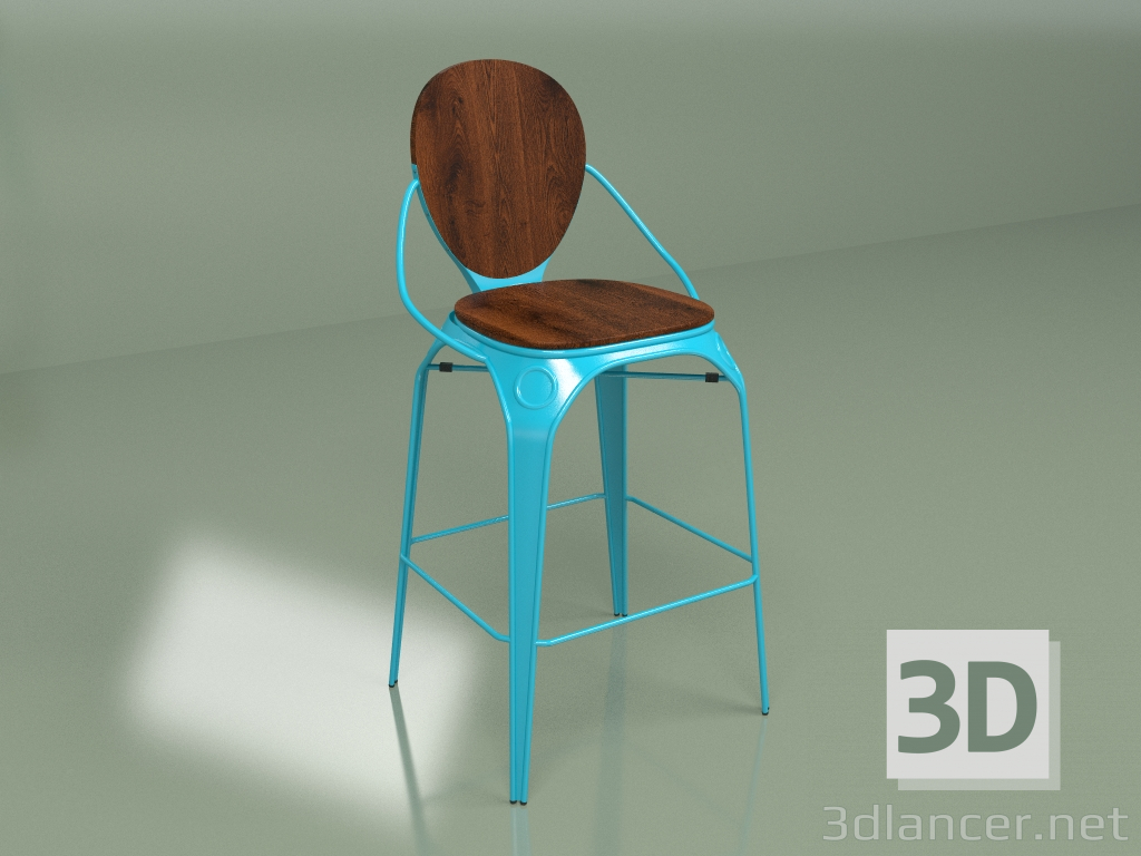 modèle 3D Tabouret de bar Louix (bleu mat) - preview