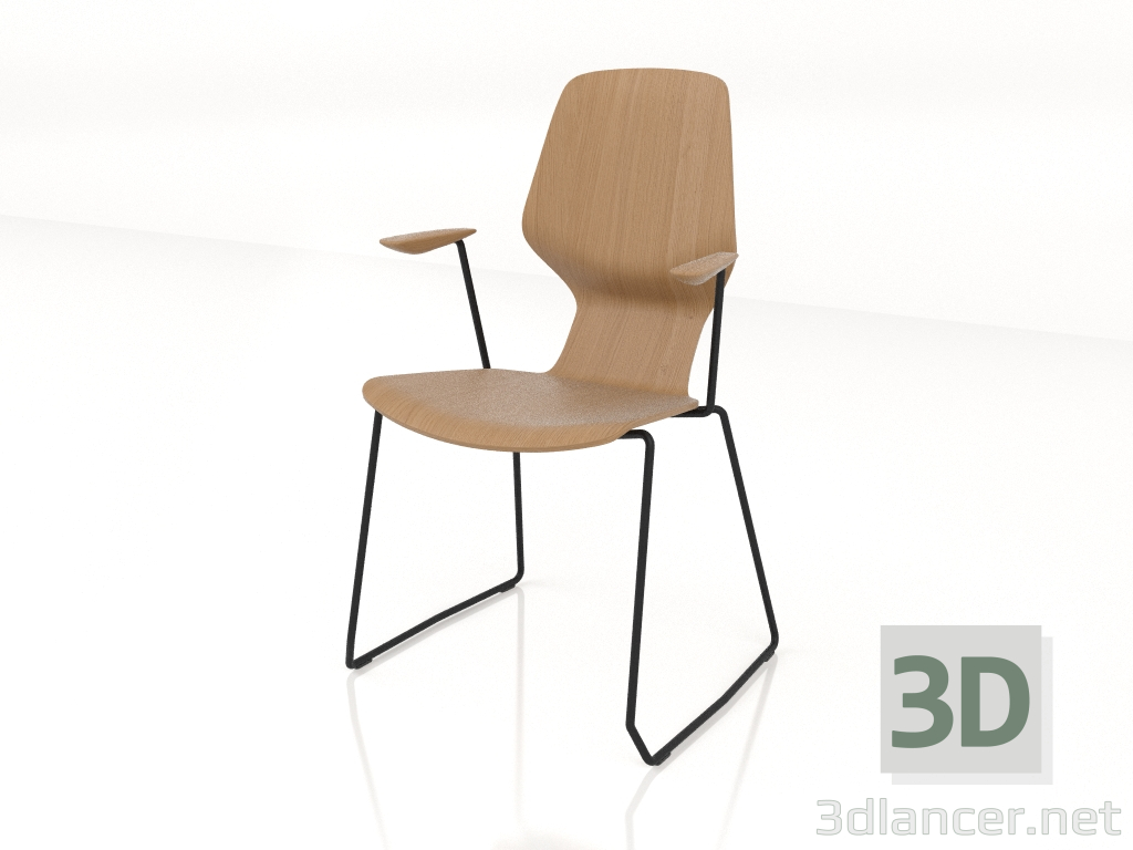 3d model Chair on slides D12 mm with armrests - preview