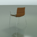3D Modell Stuhl 0325 (4 Beine mit Armlehnen und Lederfrontverkleidung, Teak-Effekt) - Vorschau