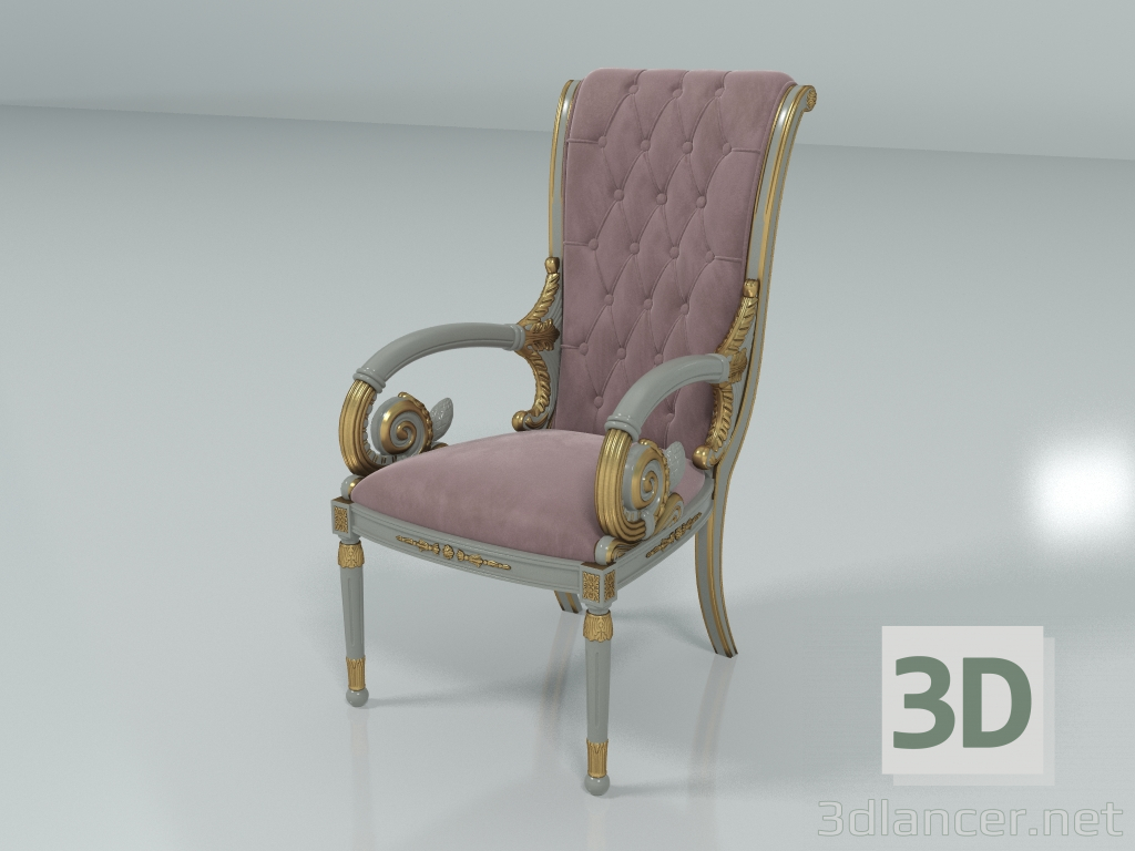 modello 3D Sedia con braccioli (art. F19, opzione 1) - anteprima