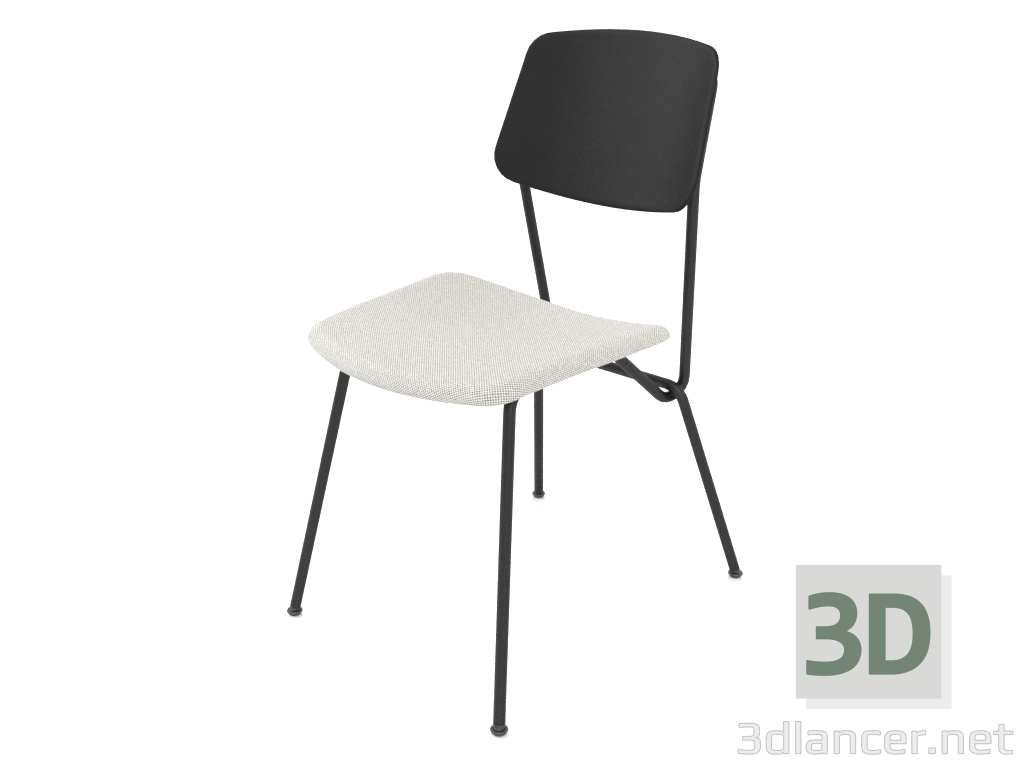 modèle 3D Chaise Strain avec siège souple h81 (contreplaqué noir) - preview