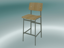 Chaise de bar Loft (75 cm, chêne, vert poussiéreux)