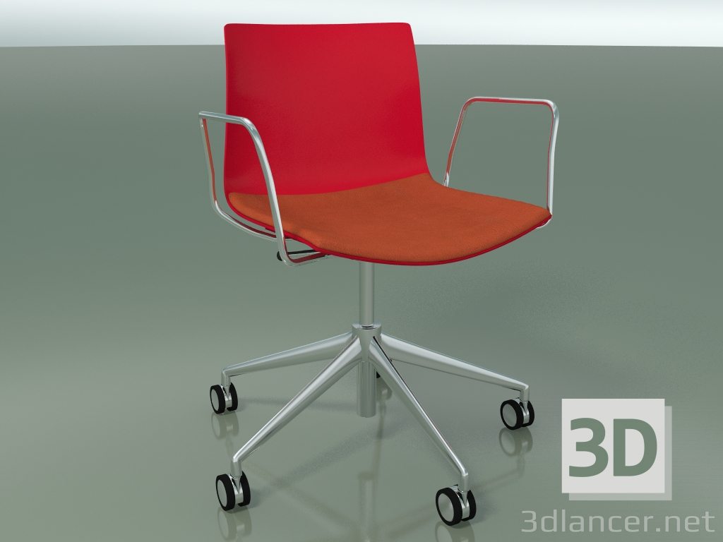 3D modeli Sandalye 0302 (5 tekerlekli, kolçaklı, LU1, koltuk minderli, PO00104) - önizleme
