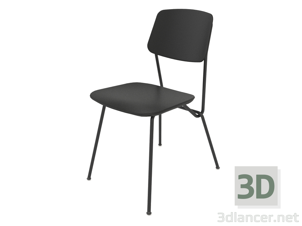 3d model Strain chair with plywood back h81 (black plywood) - preview