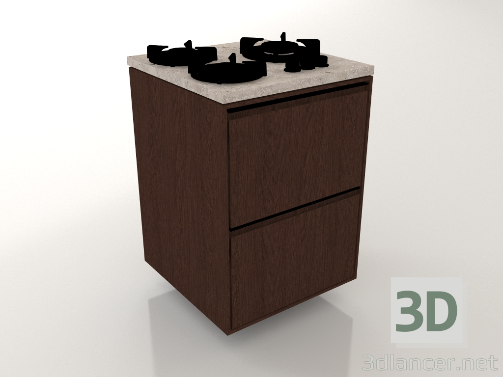 modèle 3D Cuisinière à gaz 60 cm - preview