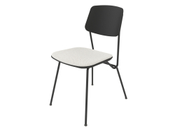 Strain-Stuhl mit Sperrholzrückenlehne und Sitzkissen H81 (schwarzes Sperrholz)