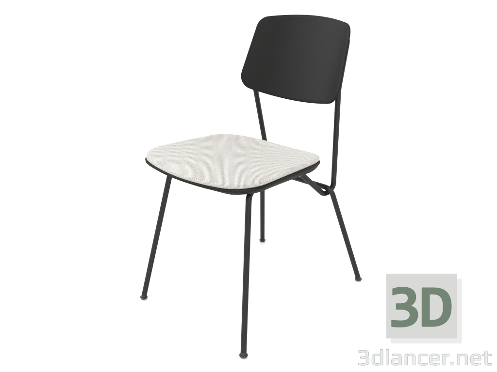 modello 3D Sedia Strain con schienale in multistrato e cuscino seduta h81 (compensato nero) - anteprima
