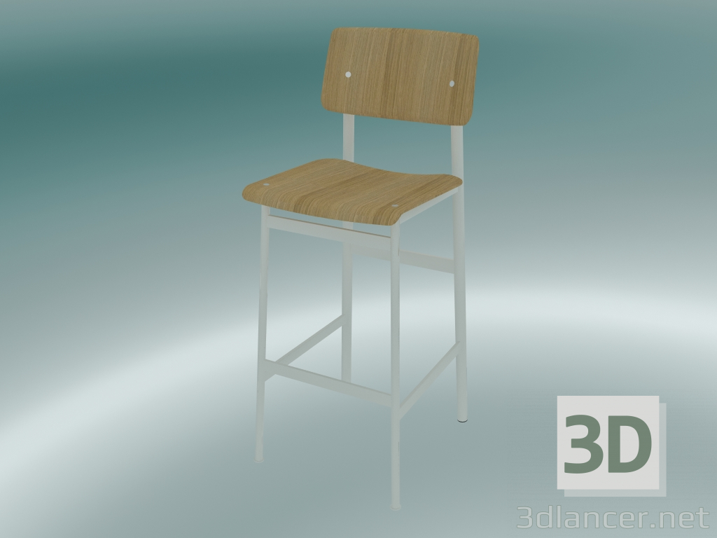 3d model Bar chair Loft (75 cm, Oak, White) - preview