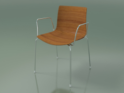 Chair 0351 (4 legs with armrests, teak effect)