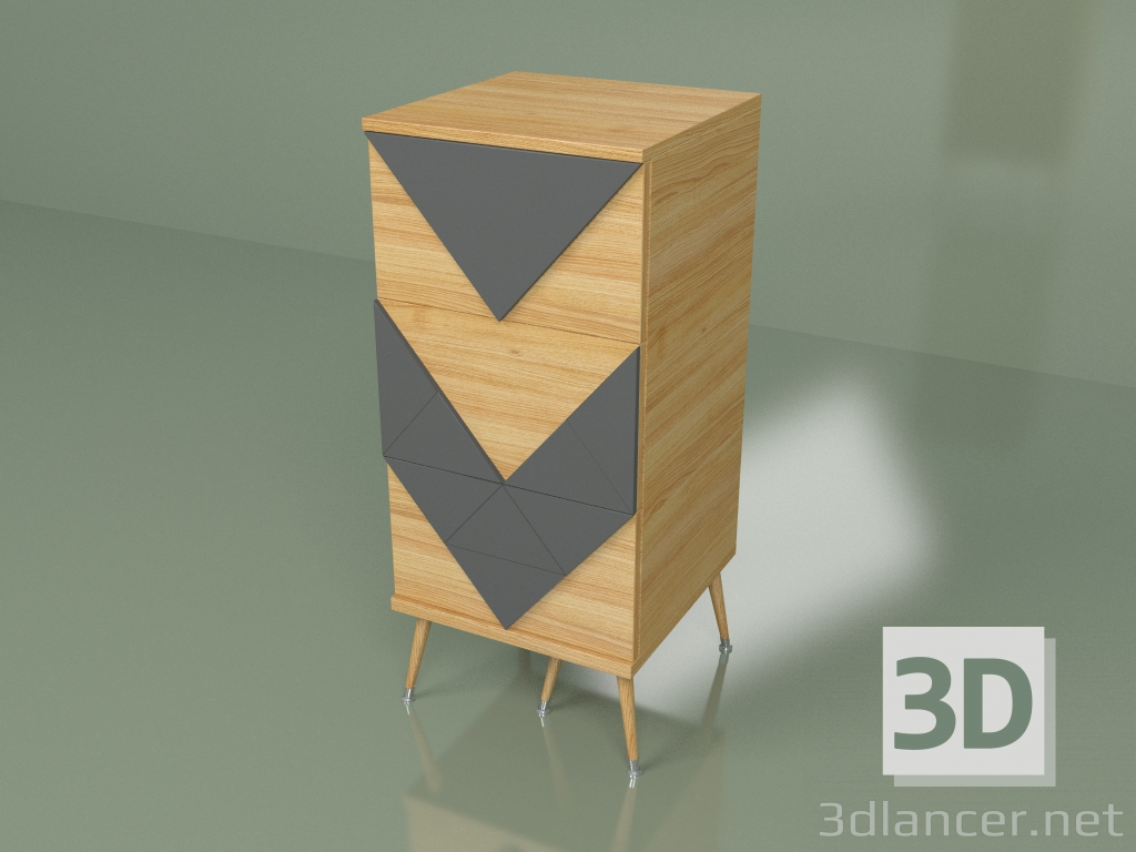 3D modeli Küçük şifonyer Slim Woo (koyu gri) - önizleme