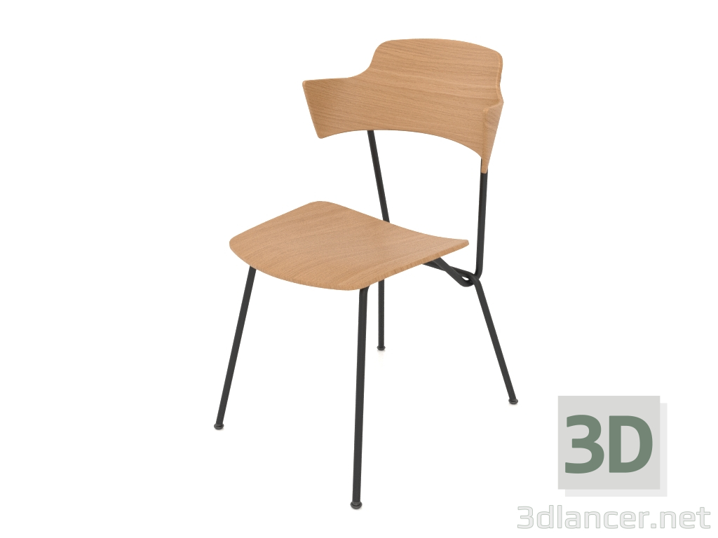 3D Modell Stuhl Strain mit Rückenlehne und Armlehnen aus Sperrholz H81 - Vorschau
