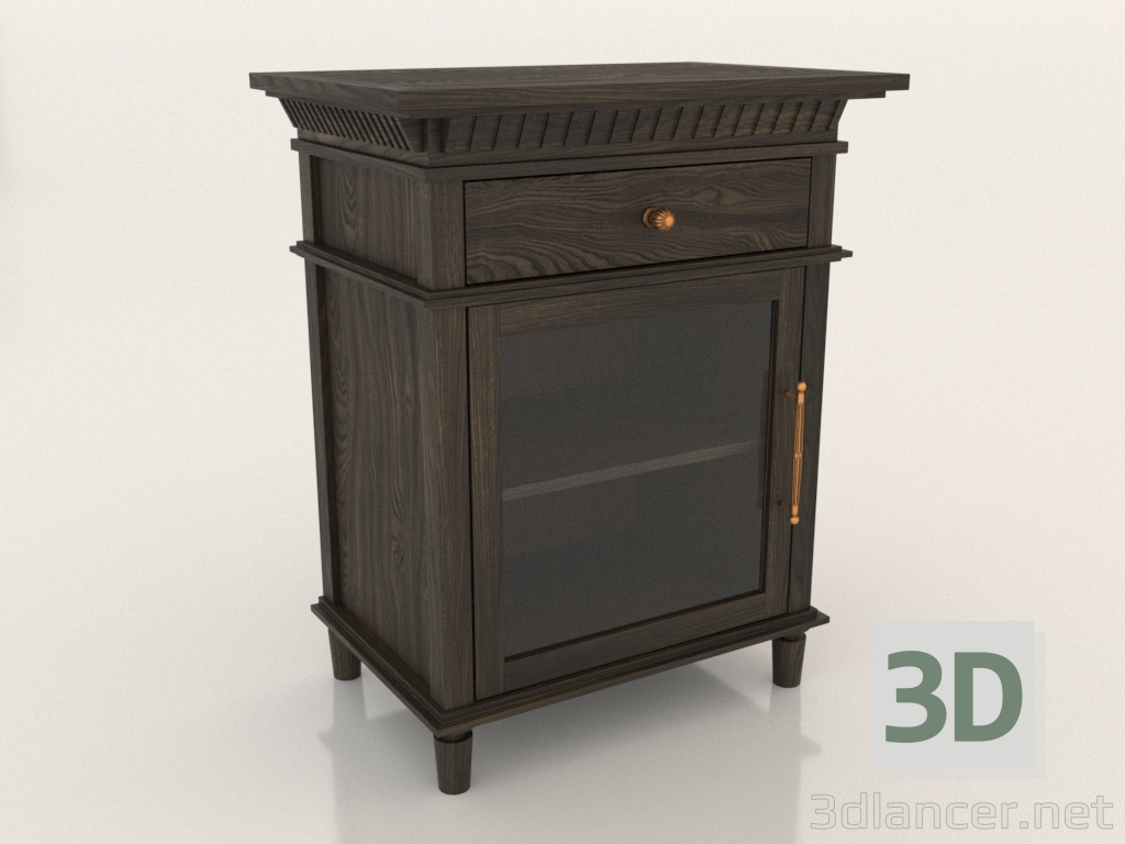 3d model Chest of drawers (1 section) with glass doors - preview