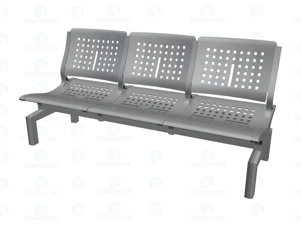 3d model 3-person bench without armrests for the conference - preview