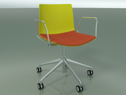 Sandalye 0302 (5 tekerlekli, kolçaklı, LU1, koltuk minderli, PO00118)