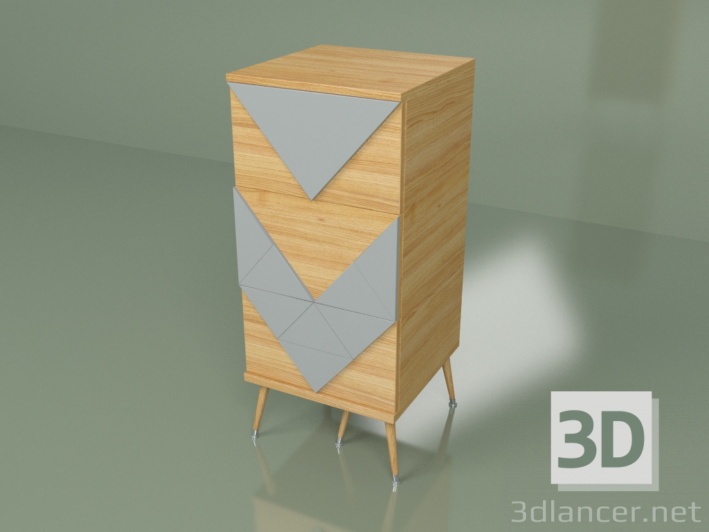 3D modeli Küçük şifonyer Slim Woo (açık gri) - önizleme