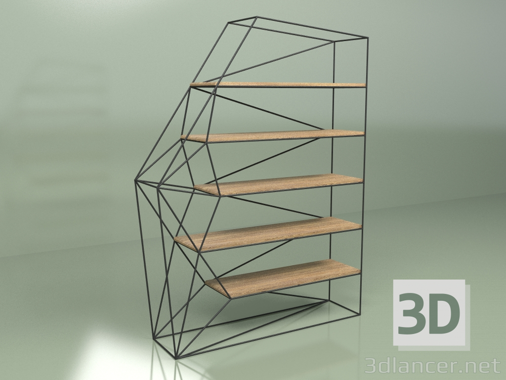 modello 3D Libreria ROCK (frassino rustico) - anteprima