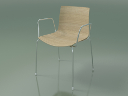 Stuhl 0351 (4 Beine mit Armlehnen, gebleichte Eiche)