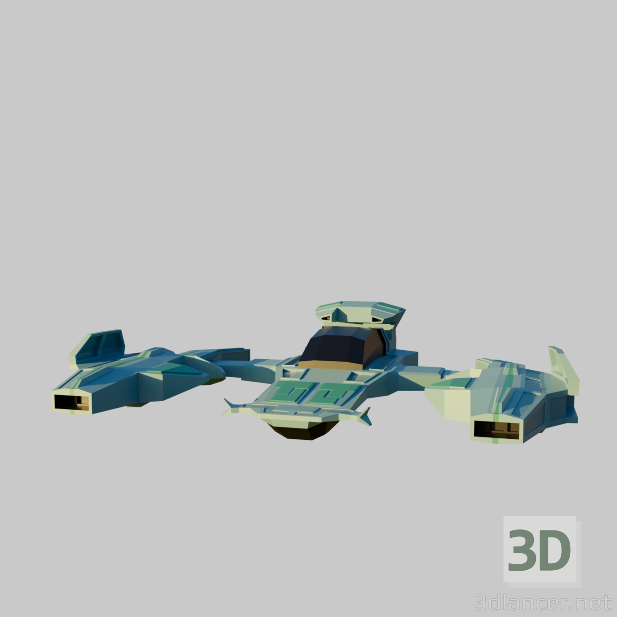 3d model Low poly spaceship - preview