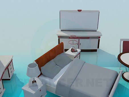3d модель Комплект мебели для спальной – превью 3d модель Комплект мебели для спальной – превью