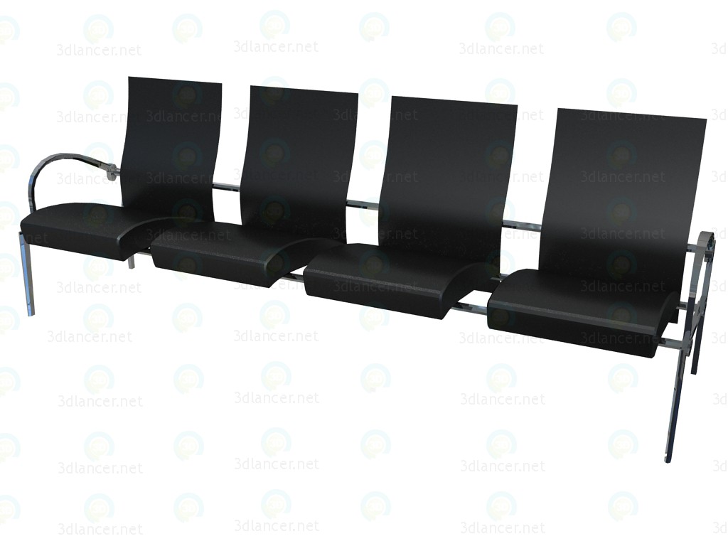 3d model Wooden four-seater bench for conference - preview