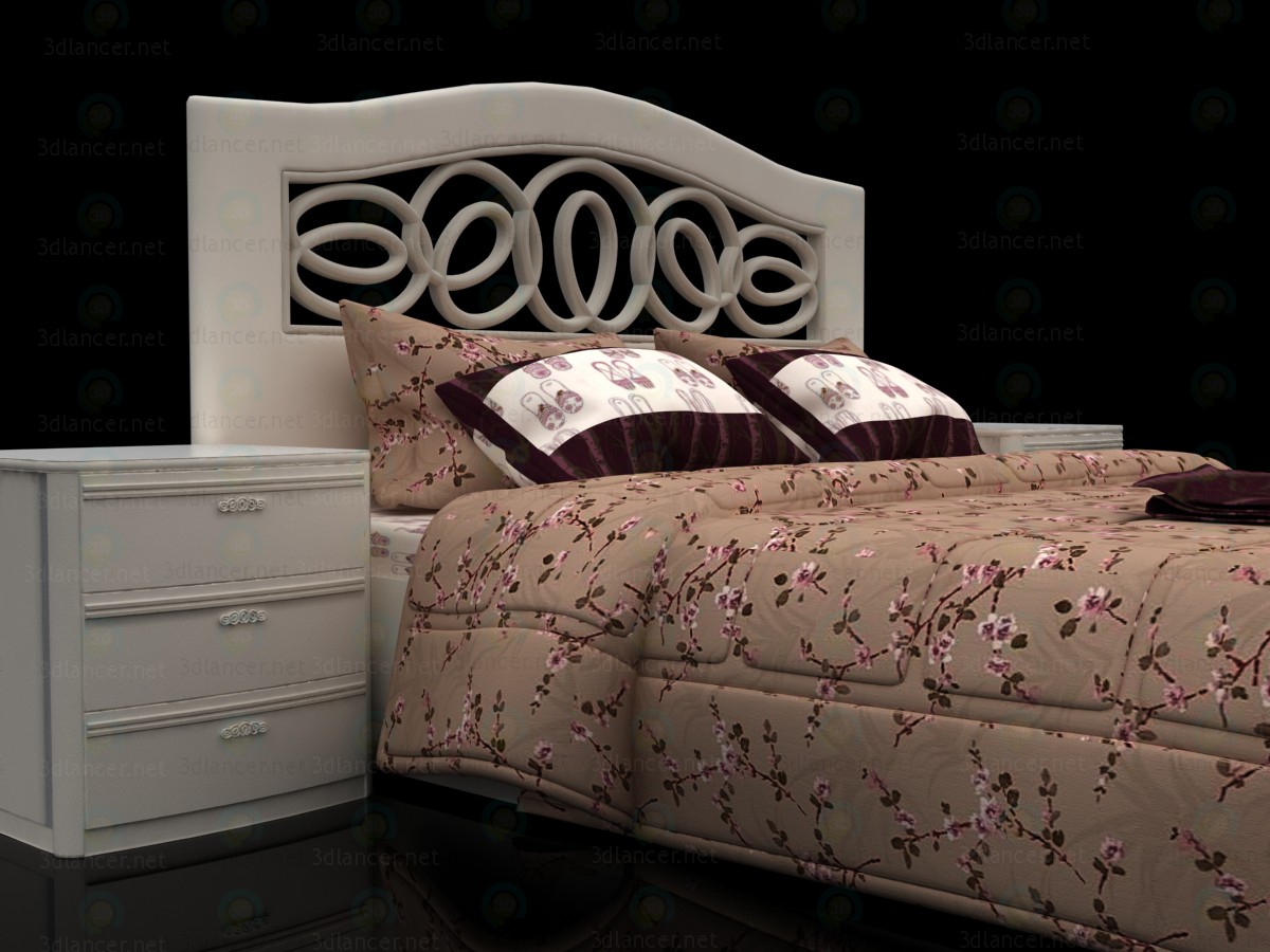 modèle 3D de Lit design floral avec tête de lit Mobax-5198844 acheter - rendu
