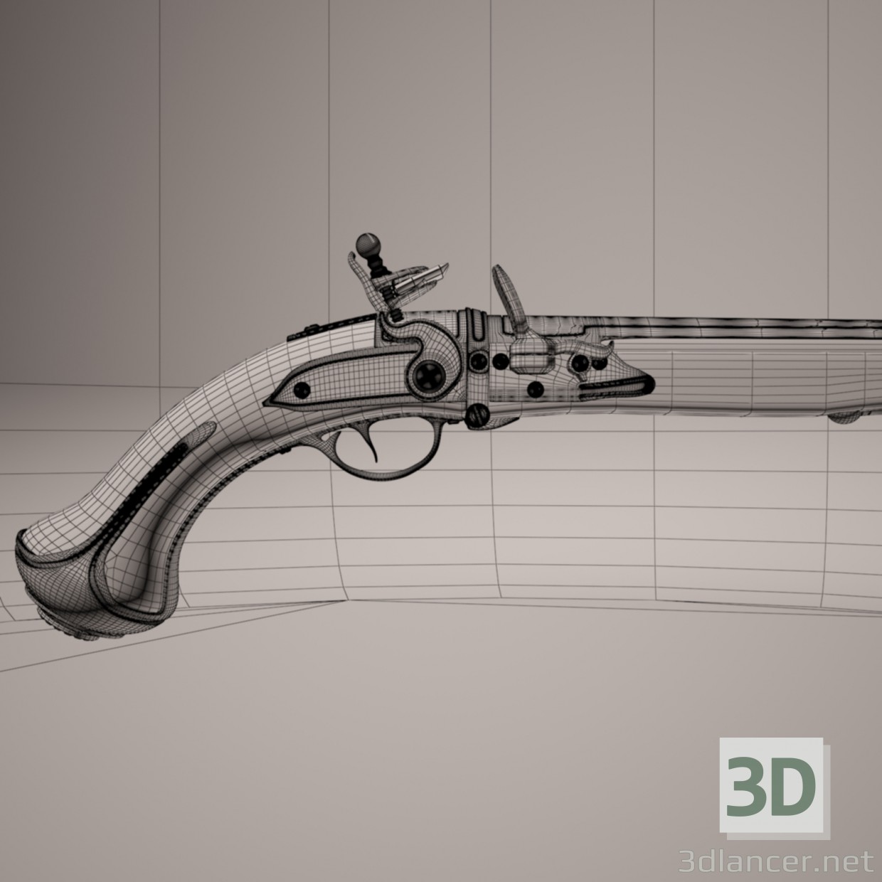 3d Silicon Pistoles. Flintlock zone II. model buy - render 3d Silicon Pistoles. Flintlock zone II. model buy - render