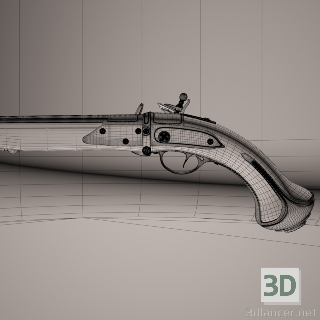3d Silicon Pistoles. Flintlock zone II. model buy - render 3d Silicon Pistoles. Flintlock zone II. model buy - render