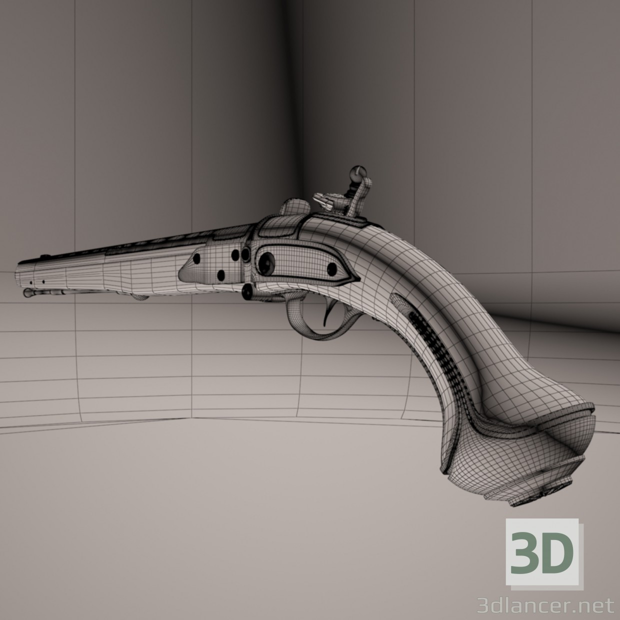 3d Silicon Pistoles. Flintlock zone II. model buy - render 3d Silicon Pistoles. Flintlock zone II. model buy - render