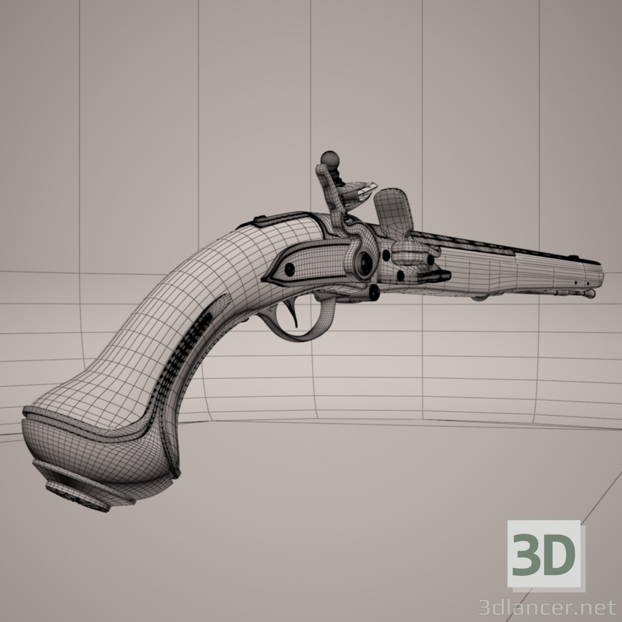 3d Silicon Pistoles. Flintlock zone II. model buy - render 3d Silicon Pistoles. Flintlock zone II. model buy - render