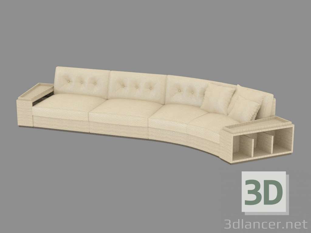 modèle 3D Canapé en cuir moderne Golden Circus (460х167х83) - preview