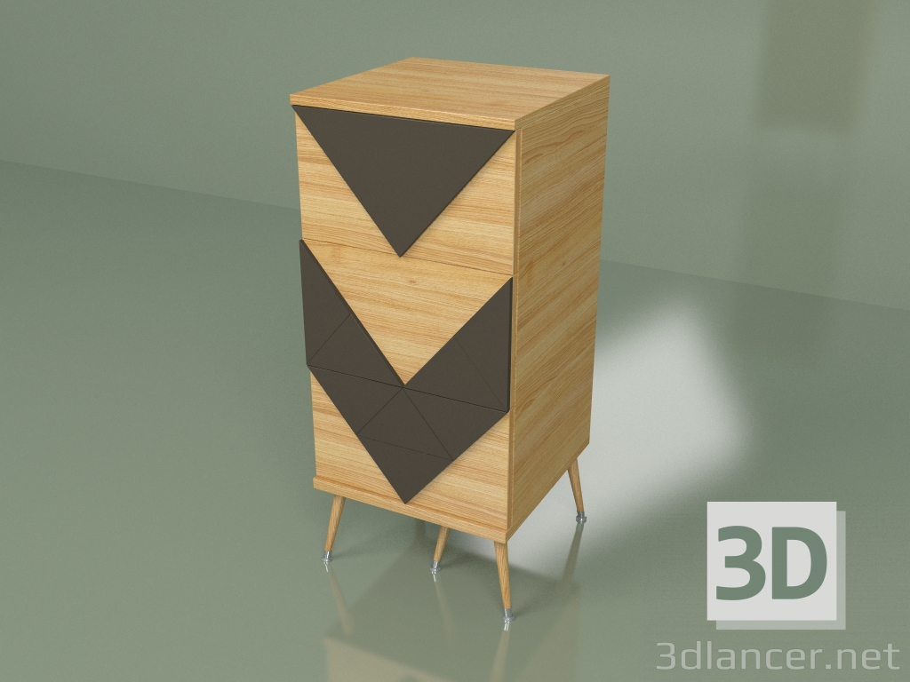 3D modeli Küçük şifonyer Slim Woo (koyu kahverengi) - önizleme