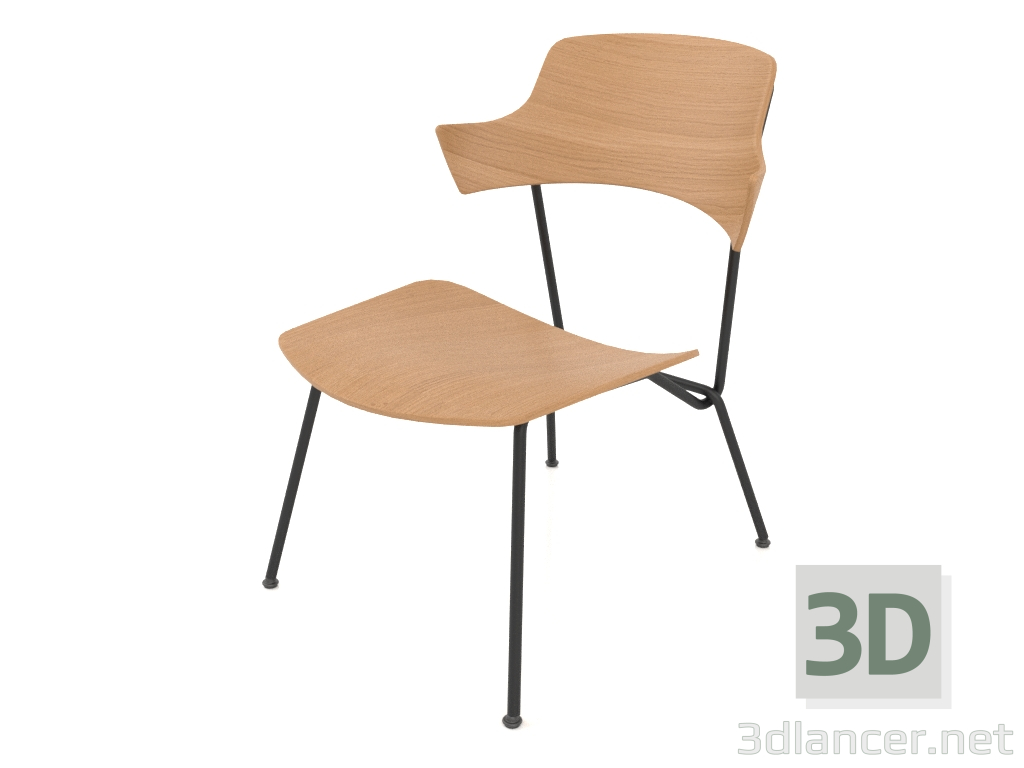 3D modeli Kolçaklı alçak sandalye h77 - önizleme