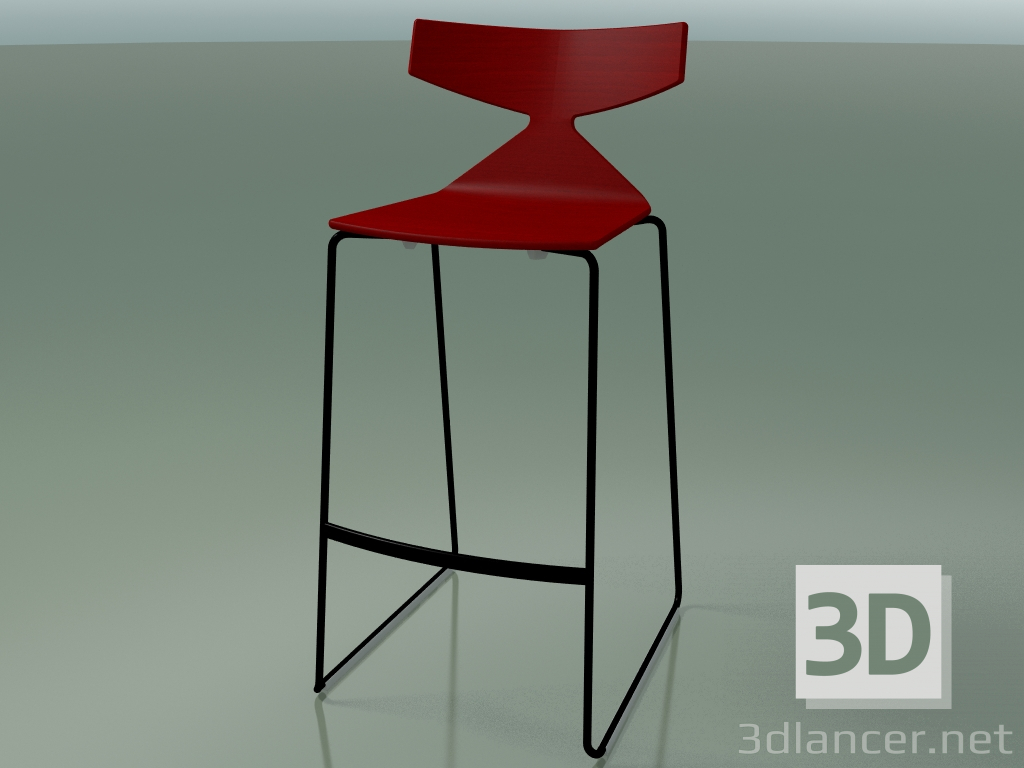 3d model Stackable Bar Stool 3704 (Red, V39) - preview