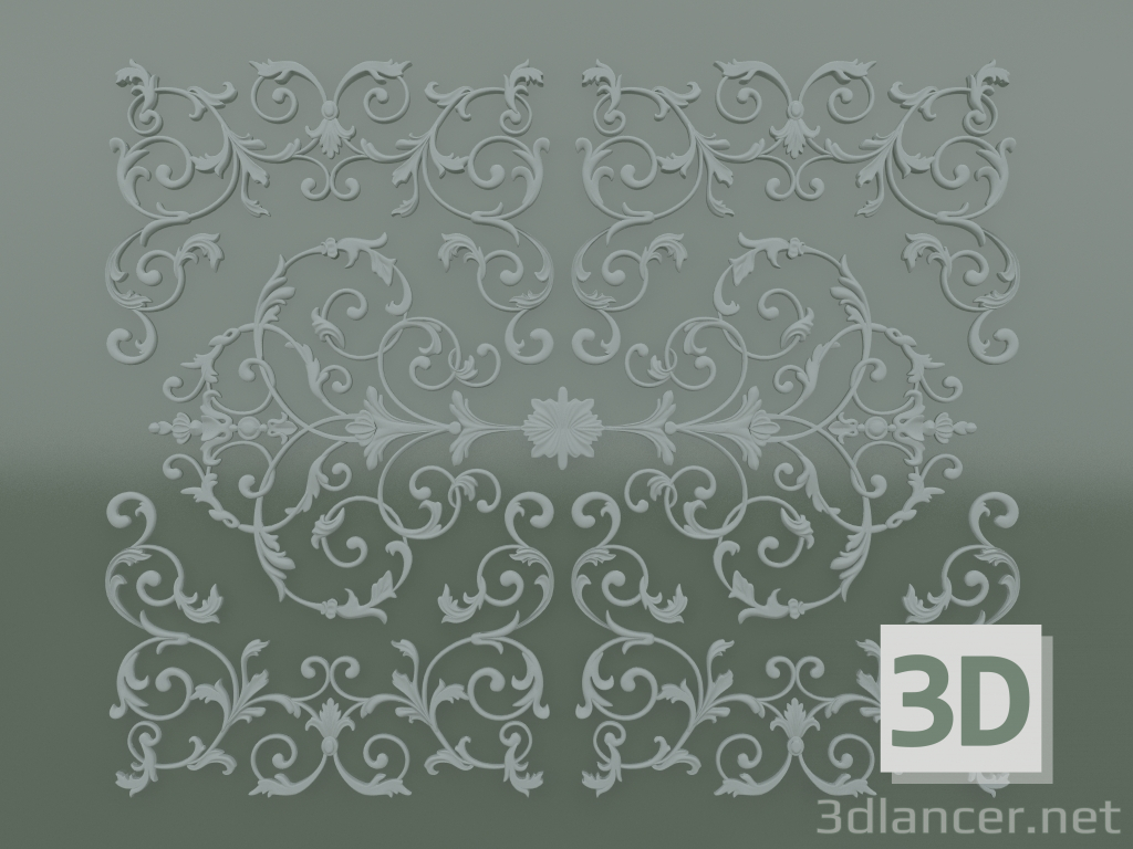 modèle 3D Composition de plafond en plâtre stuc ND-001 - preview
