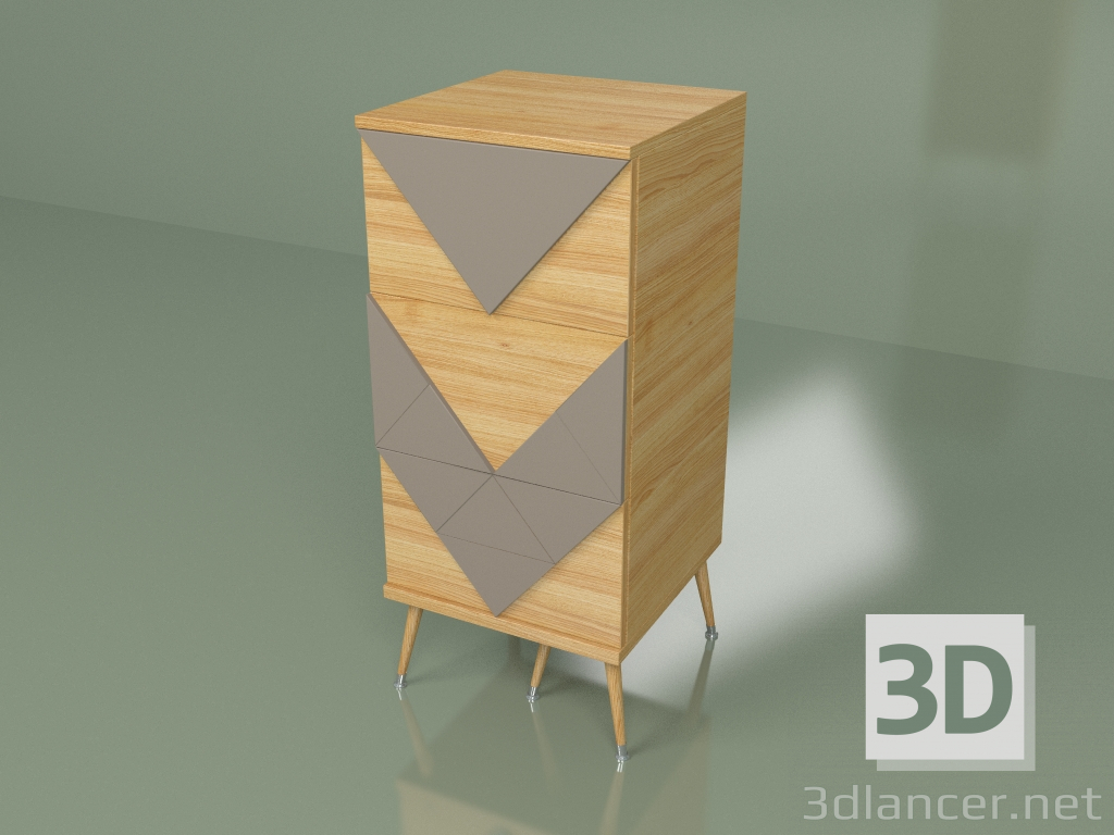 3D modeli Küçük şifonyer Slim Woo (kahve) - önizleme
