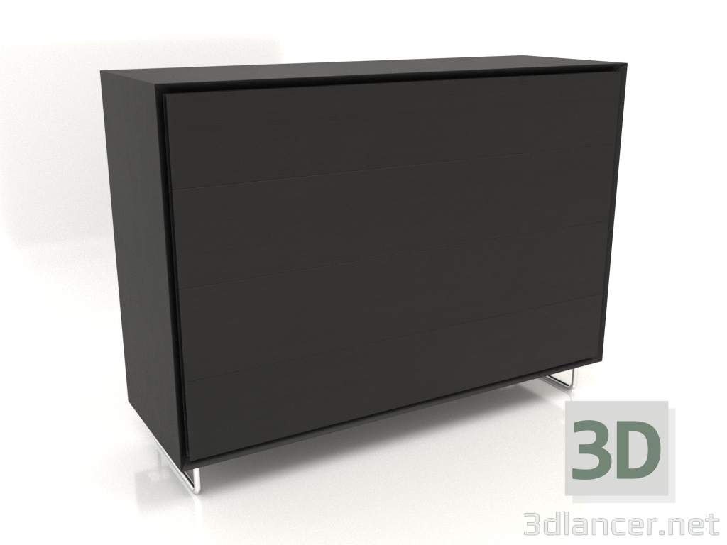 modello 3D Cassettiera TM 014 (1200x400x900, legno nero) - anteprima