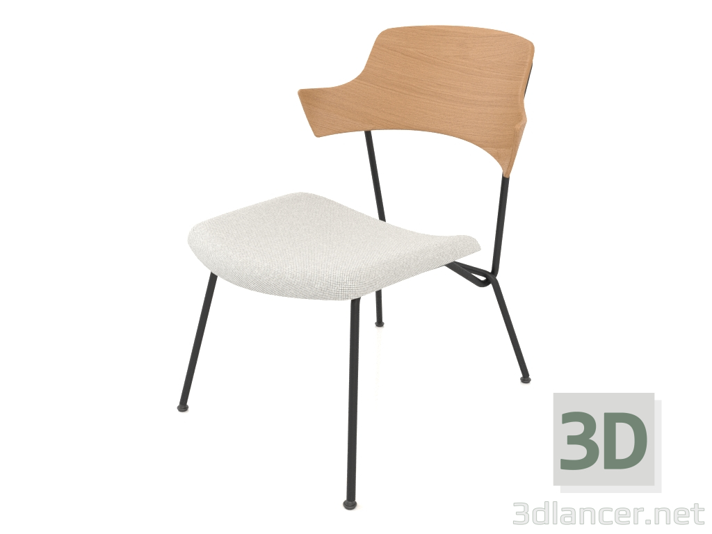 3D Modell Niedriger Stuhl Strain mit Armlehnen und weichem Sitz h77 - Vorschau