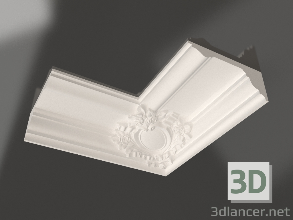 modello 3D Cornice per soffitto con modanatura in gesso KLU 032 2 (80x192x400x400) - anteprima