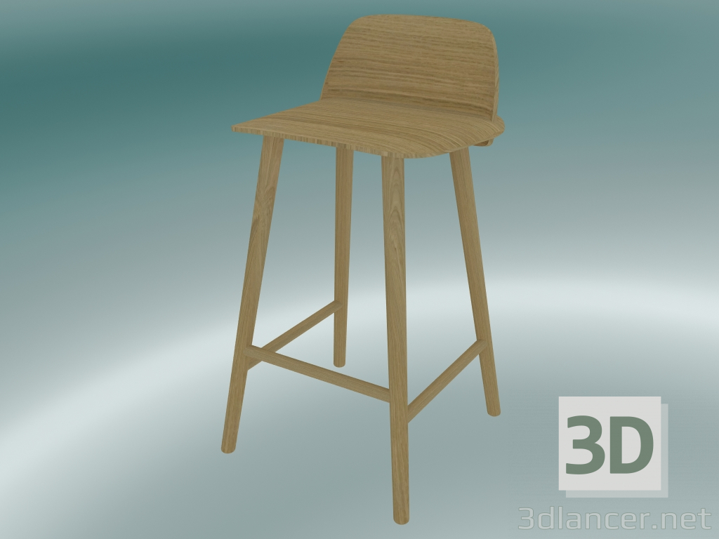 3D modeli Bar taburesi Nerd (65 cm, Meşe) - önizleme