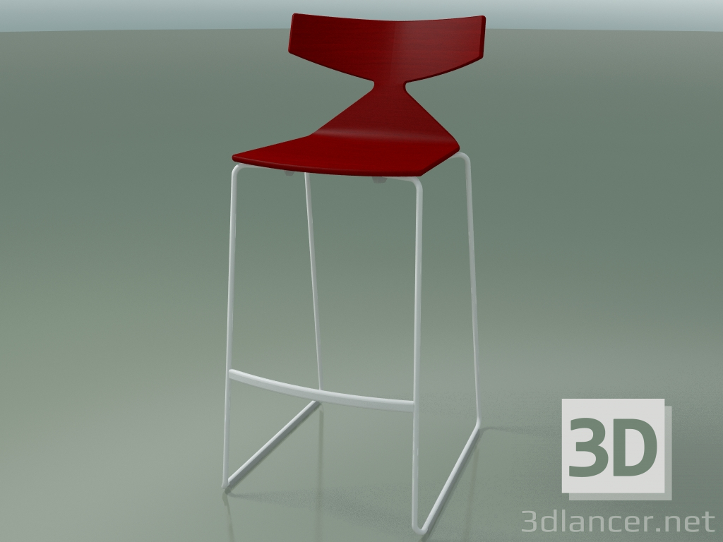 3d model Stackable Bar Stool 3704 (Red, V12) - preview