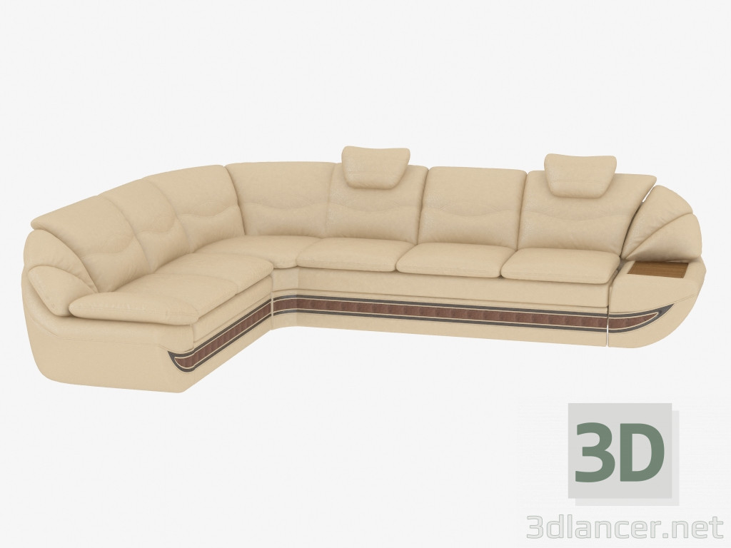 modèle 3D Canapé en cuir avec table - preview