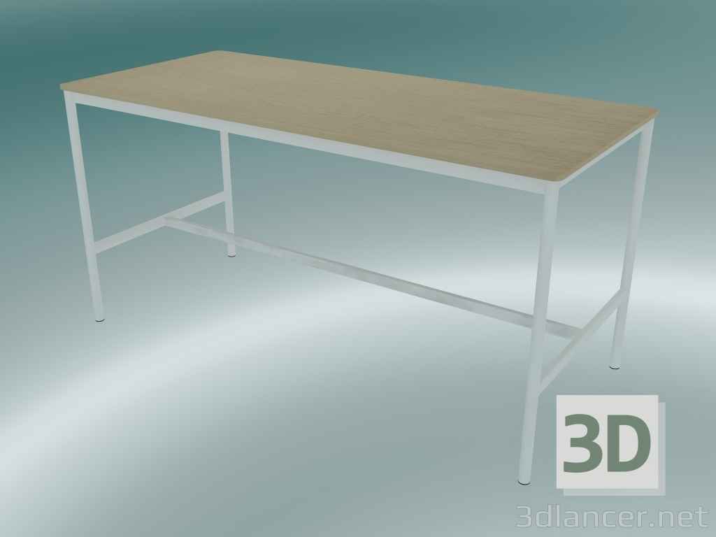 modello 3D Tavolo rettangolare Base alto 85x190x95 (rovere, bianco) - anteprima