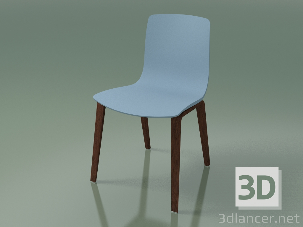 modello 3D Sedia 3947 (4 gambe in legno, polipropilene, noce) - anteprima