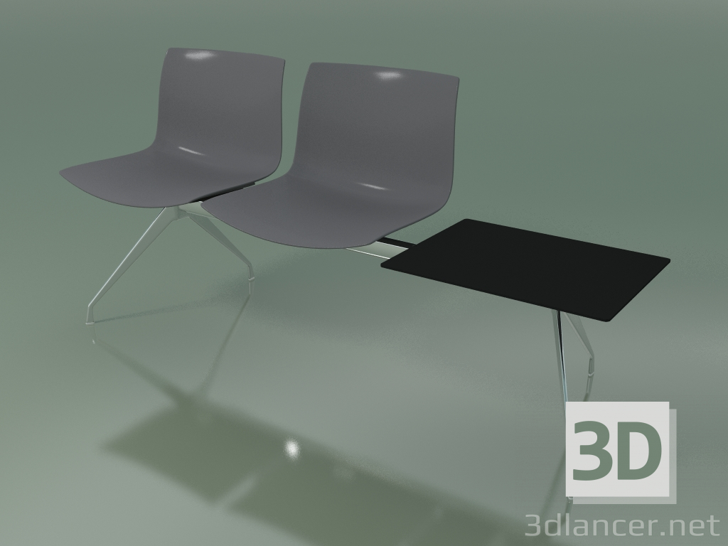 modello 3D Panchina 2036 (doppia, con tavolo, polipropilene PO00412) - anteprima