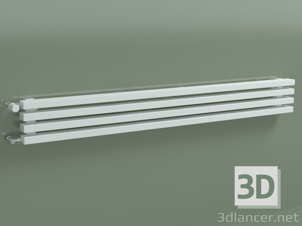 modello 3D Radiatore orizzontale RETTA (4 sezioni 1500 mm 60x30, bianco opaco) - anteprima