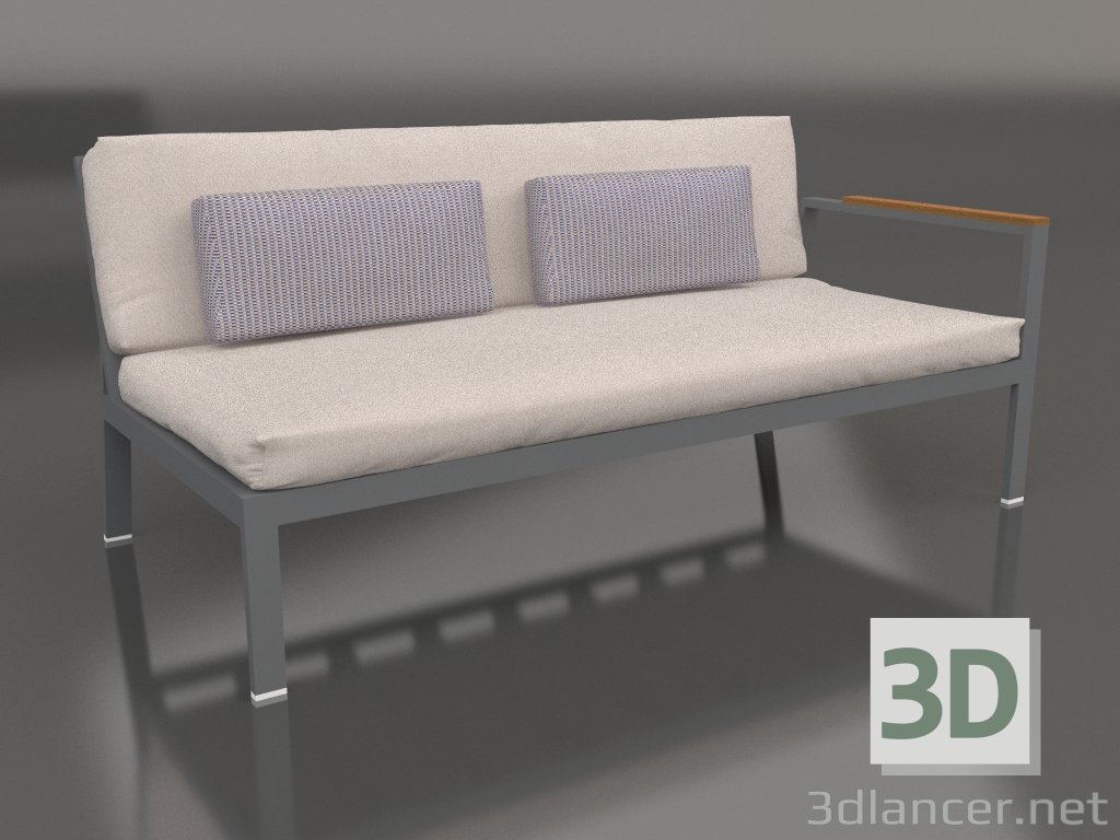 3d model Sofa module, section 1 right (Anthracite) - preview